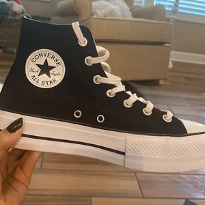 Black High Top Platform Converse - Size 8